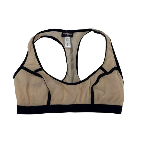 Cosabella METROPOLIS Almond Black Racer Back Bralette Sheer Mesh Size Small - Picture 1 of 10